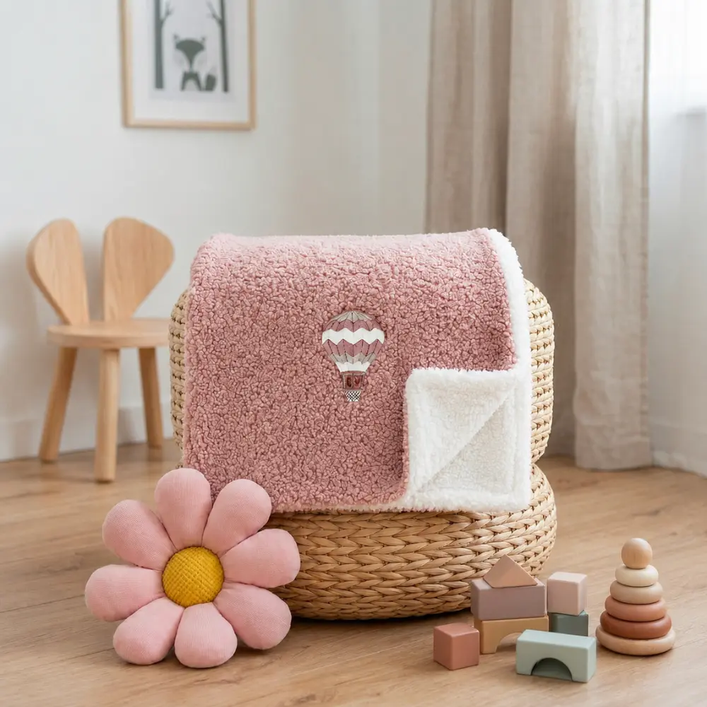 Coperta Fluffy Sherpa Balloon Old Rose
