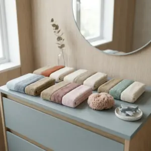Tris asciugamani neonato dreamy Linear in spugna 100% cotone Made in Italy varianti colore esposizione
